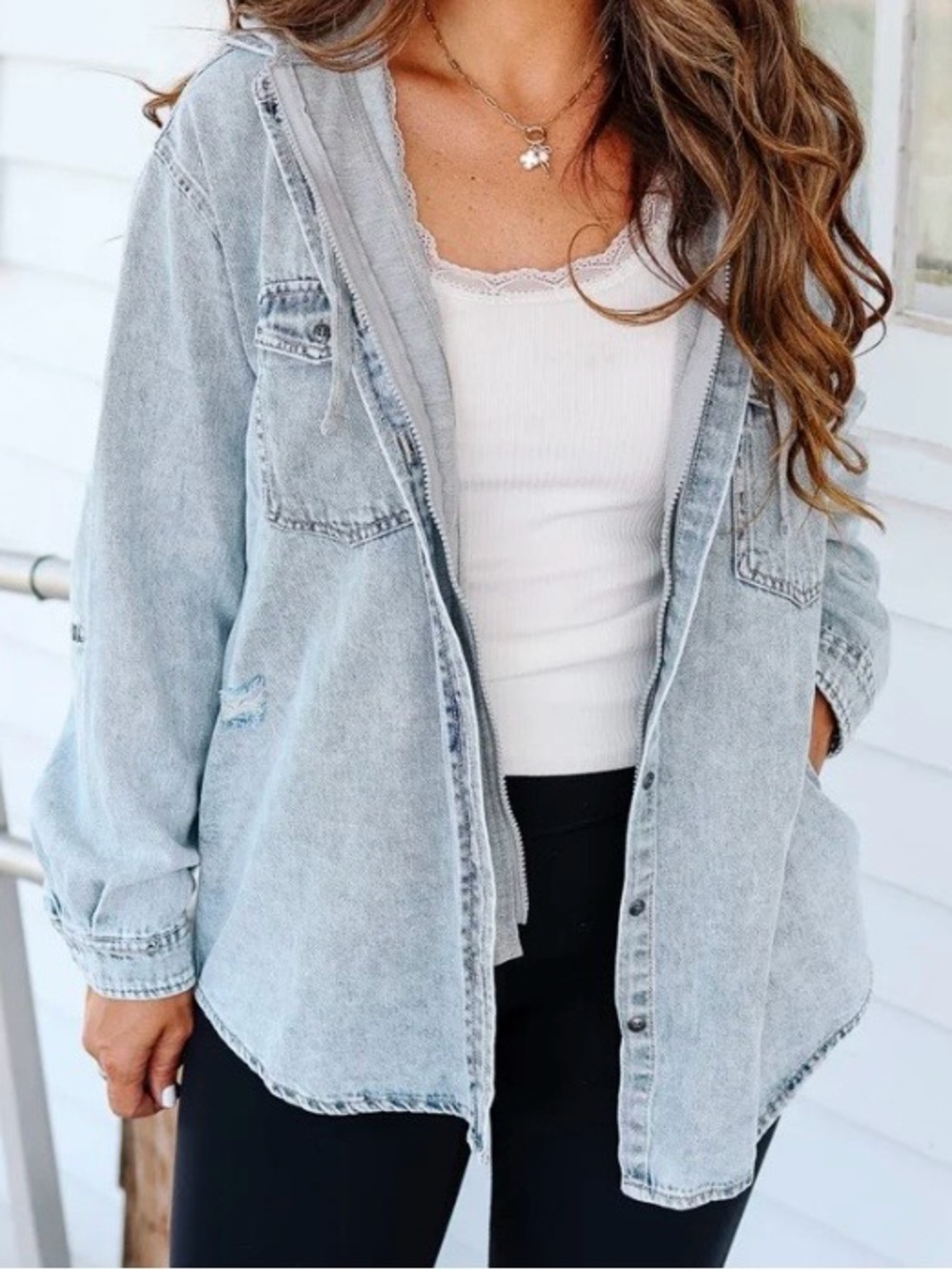 Risen Denim Shirt Hoodie